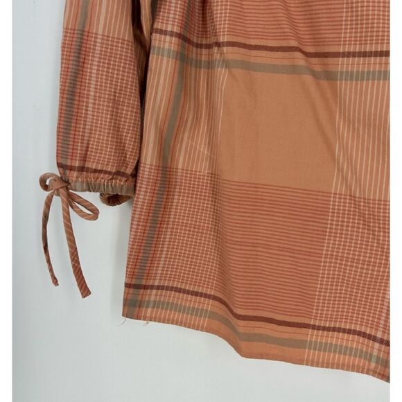 MADEWELL Plaid Peach Morningview V-neck  Button Front Blouse Top Sz XS - Picture 5 of 13